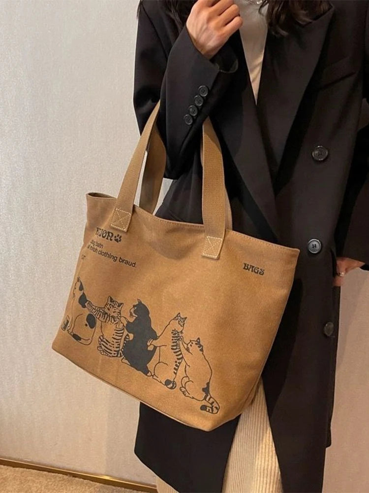 Women's Canvas Tote Bag Fashionable Spacious Durable Shoulder Bag with Zipper Closure and Classic Design Perfect for Work