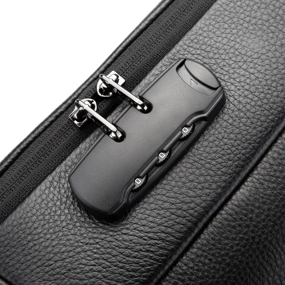 BANGE Leather Anti Theft Waterproof Laptop Backpack 15.6 Inch Daily Work Business Backpack School back pack mochila for Male