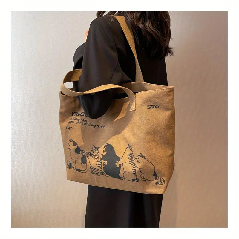 Women's Canvas Tote Bag Fashionable Spacious Durable Shoulder Bag with Zipper Closure and Classic Design Perfect for Work