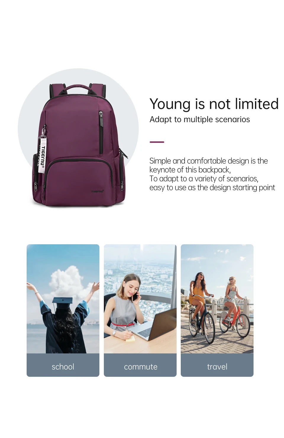 Tigernu Casual Backpack For Women 14 inch Laptop Bags For Women Lightweight Travel Backpack Female School Backpack Bags Knapsack