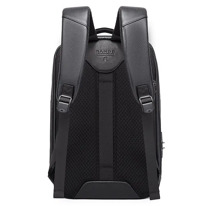 BANGE Leather Anti Theft Waterproof Laptop Backpack 15.6 Inch Daily Work Business Backpack School back pack mochila for Male