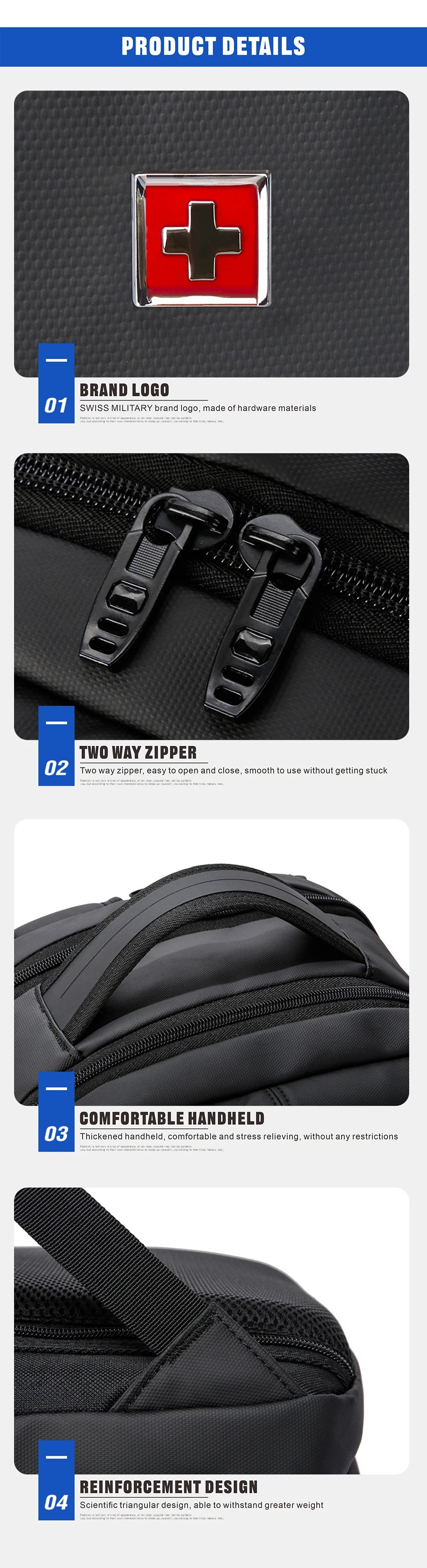 SWISS Men Laptop Backpack Waterproof Anti Theft USB Bag Large Capacity Fashion School Backpack Travel Backpack Back Pack Mochila
