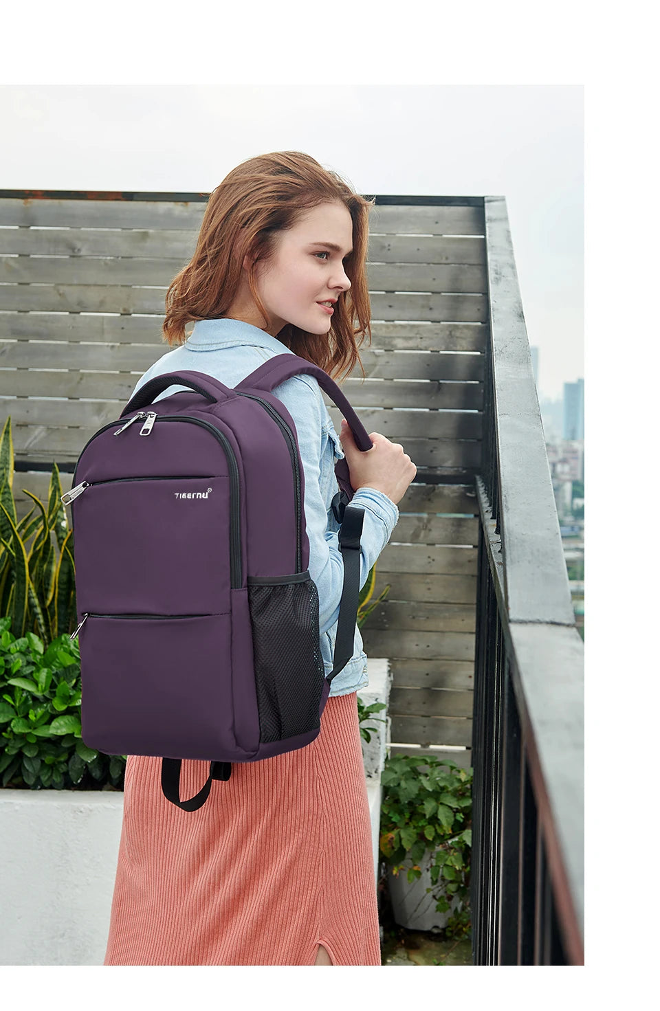 Tigernu Fashion Women Backpack Purple Anti Theft 15.6inch Laptop Backpack Female Waterproof Travel Backpack School Backpack Bags