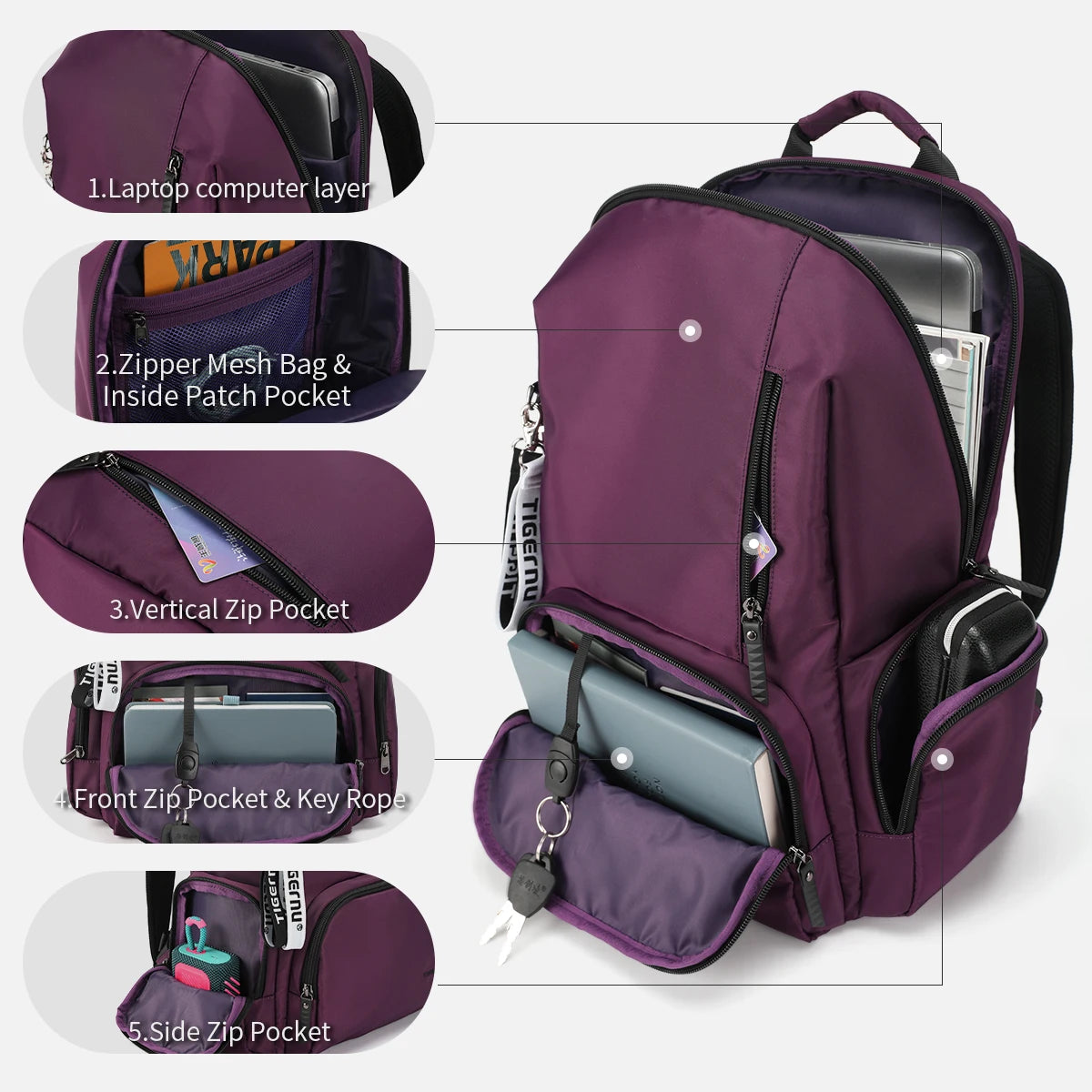 Tigernu Casual Backpack For Women 14 inch Laptop Bags For Women Lightweight Travel Backpack Female School Backpack Bags Knapsack