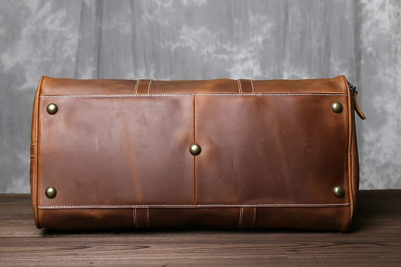 New Retro Male Carry-on Bag Europe And America Crazy Horse Leather Travel Bag Layer Cowhide Large Capacity Single Shoulder Bag