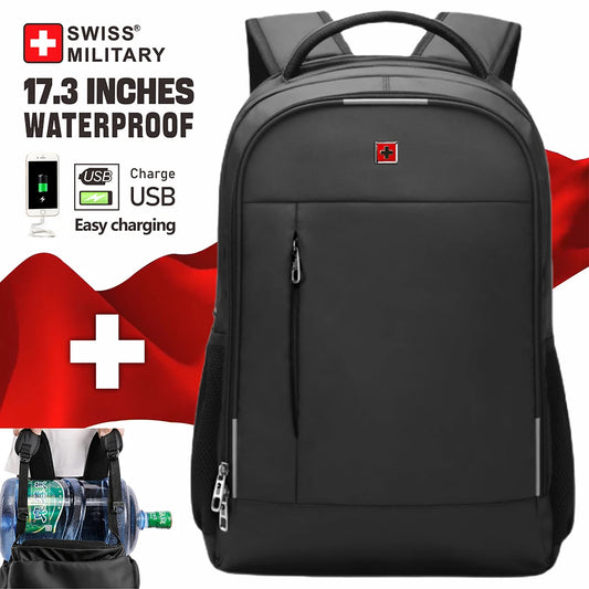 SWISS Men Laptop Backpack Waterproof Anti Theft USB Bag Large Capacity Fashion School Backpack Travel Backpack Back Pack Mochila