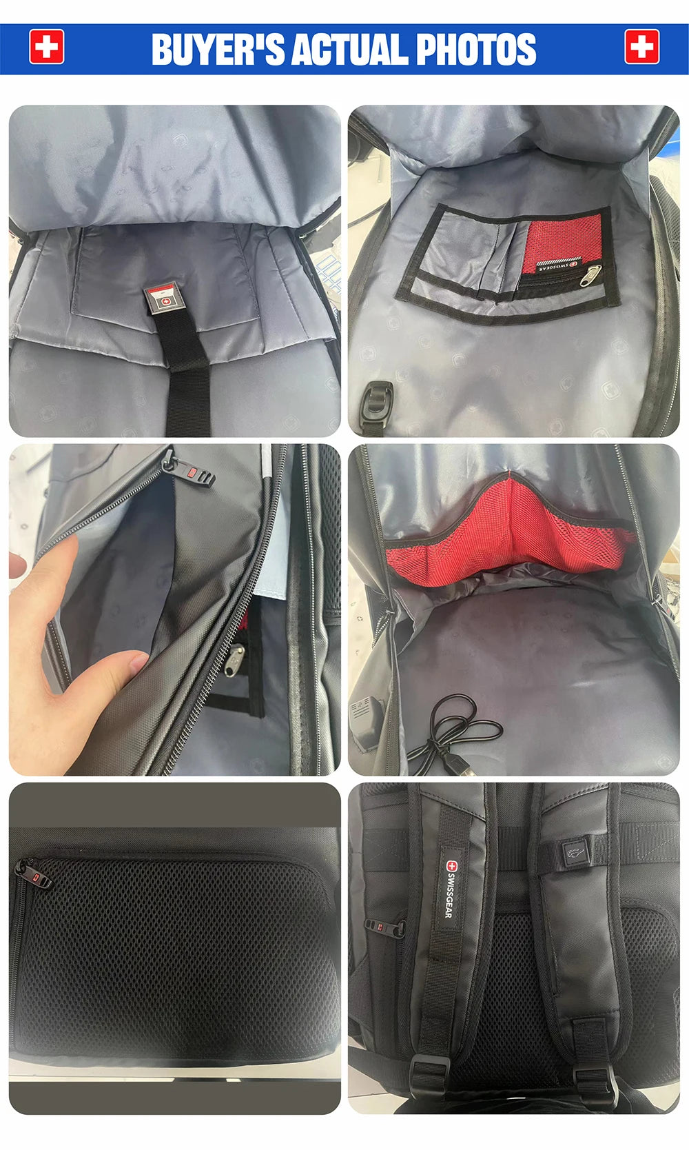 SWISS Men Laptop Backpack Waterproof Anti Theft USB Bag Large Capacity Fashion School Backpack Travel Backpack Back Pack Mochila