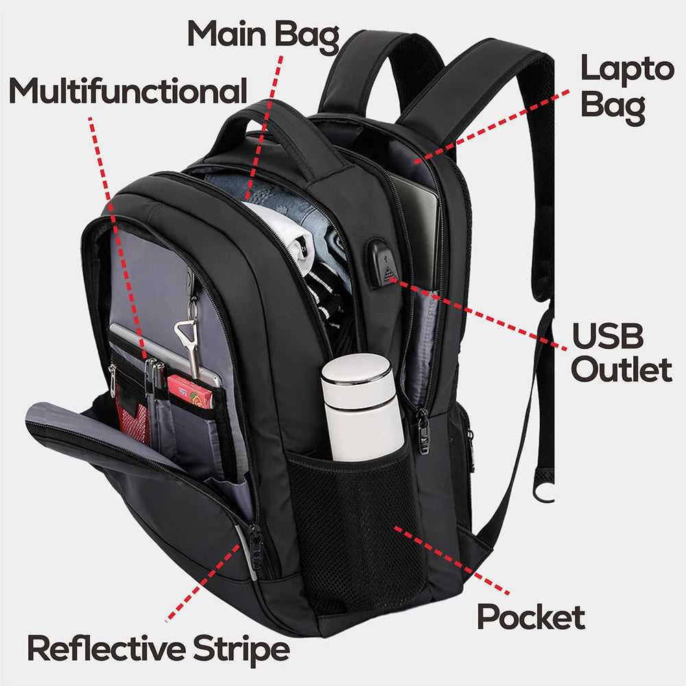 SWISS Men Laptop Backpack Waterproof Anti Theft USB Bag Large Capacity Fashion School Backpack Travel Backpack Back Pack Mochila
