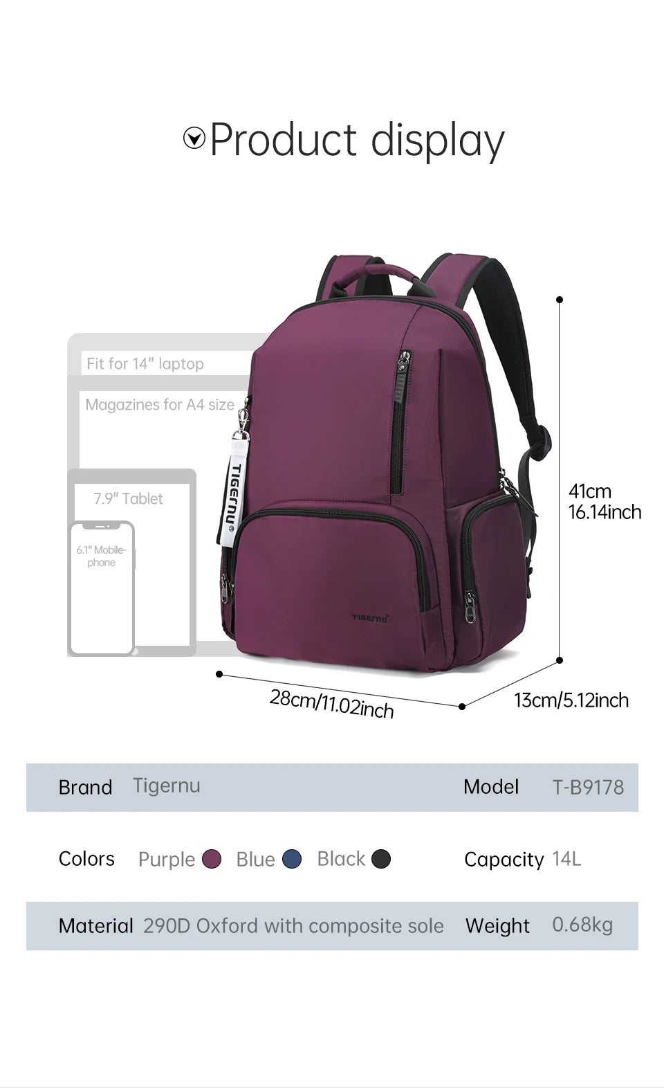 Tigernu Casual Backpack For Women 14 inch Laptop Bags For Women Lightweight Travel Backpack Female School Backpack Bags Knapsack