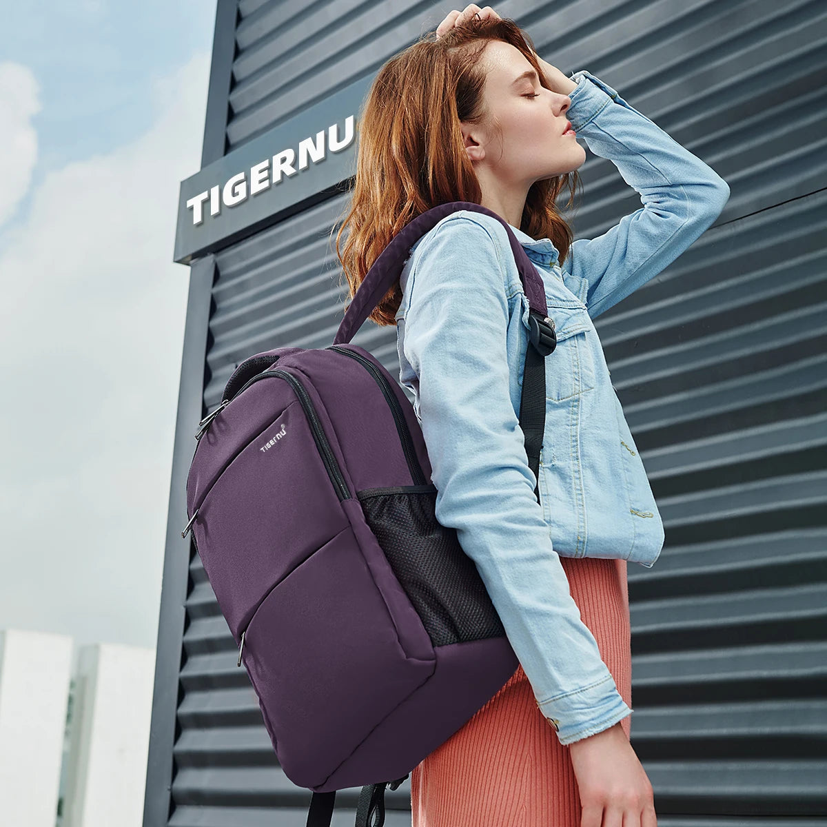 Tigernu Fashion Women Backpack Purple Anti Theft 15.6inch Laptop Backpack Female Waterproof Travel Backpack School Backpack Bags